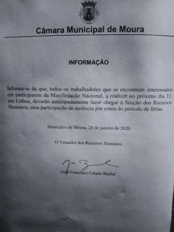 CM de Moura viola direito à greve