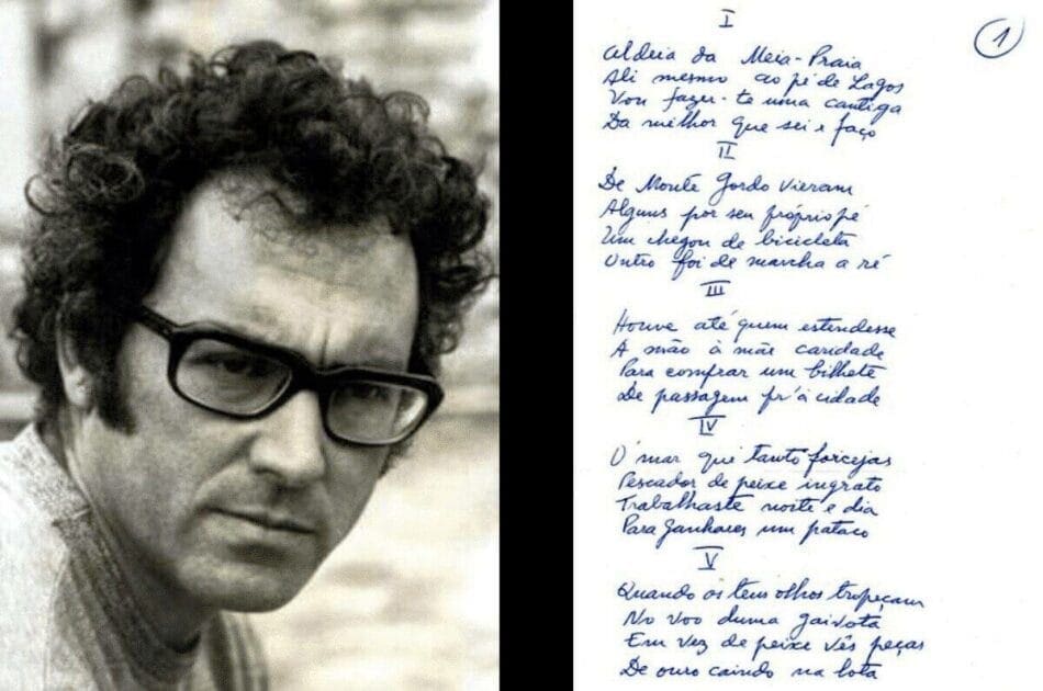 Os versos de «Os Índios da Meia Praia» pelo punho de Zeca Afonso