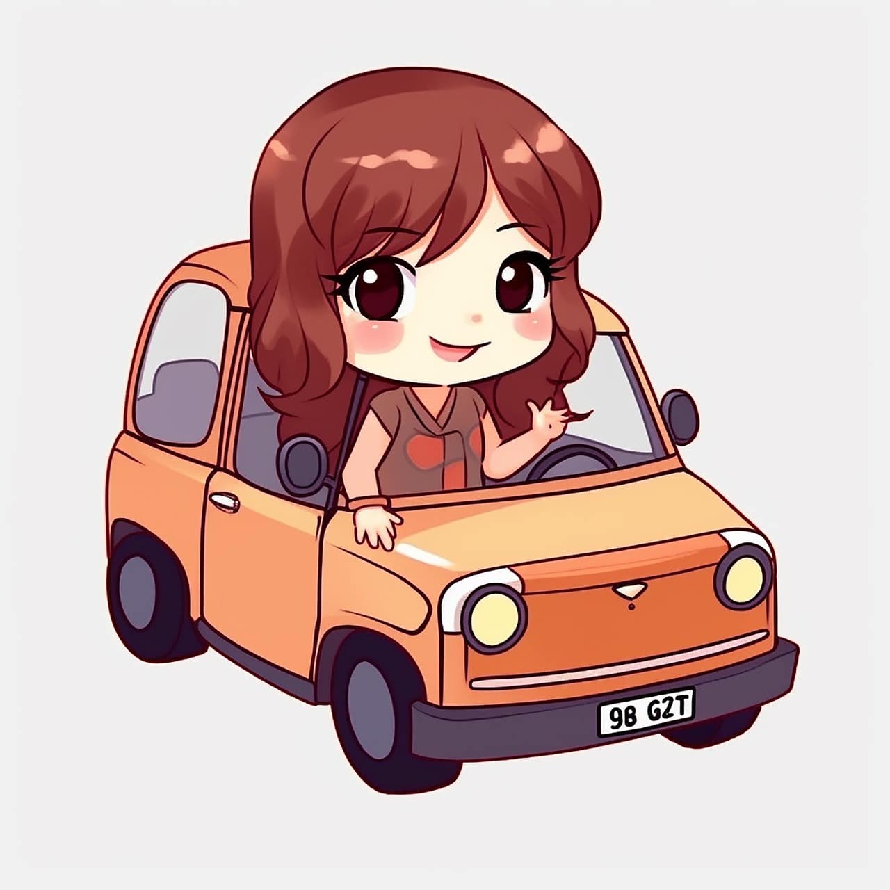 ai generated, girl, car, driving school, automobile, traffic, character, kawaii-7923886.jpg